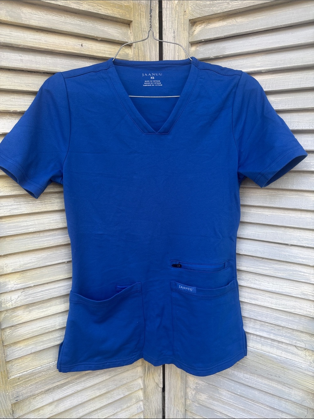 Jaanuu Womens V-Neck Scrub Top in Royal Blue